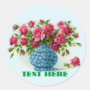Vaso de etiquetas cor-de-rosa dos rosas