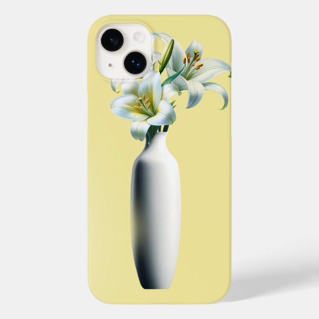 Vaso de Flores com Lírios Amarelos de Páscoa (Verso)
