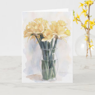 Vaso de Flores de Narciso Amarelo Cartão de Nota F