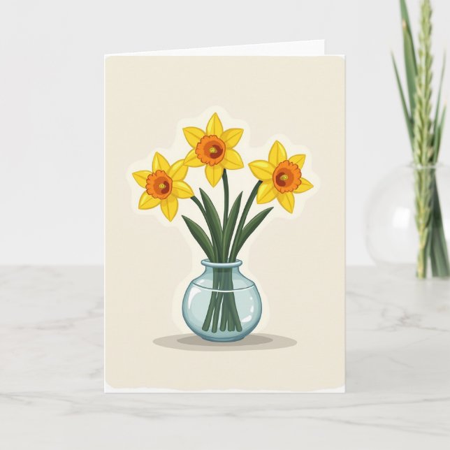 Vaso de Flores de Primavera Listradas Cartão (Frente)