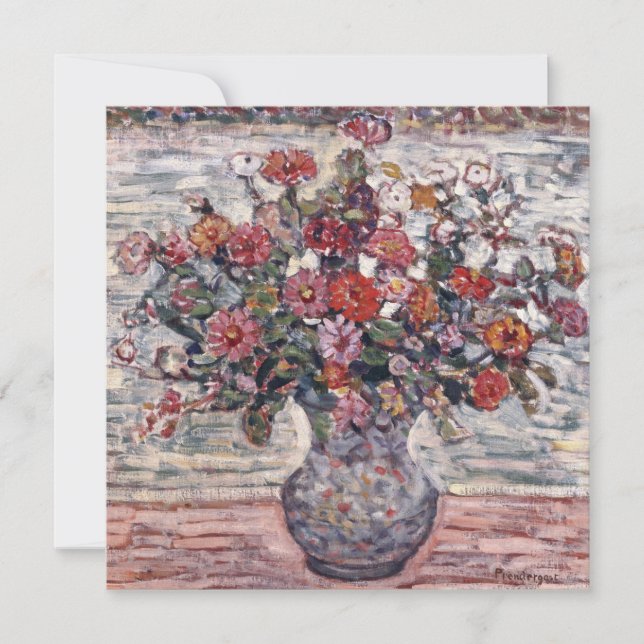 Vaso de Flores, Zinnias por Maurice Prendergast (Frente)