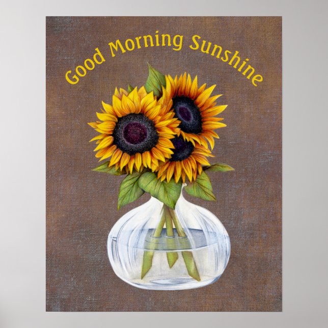 Vaso de Girassóis Bom Dia Sol Poster (Frente)