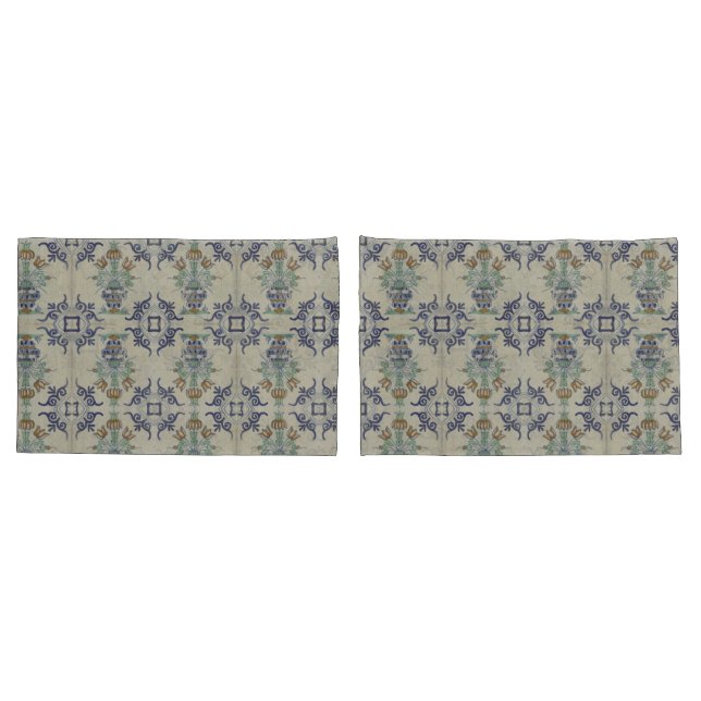 Vaso de Tulipa Holandesa em Azulejo Delft Antigo:  (Verso - conjunto)