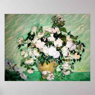 Vaso de Van Gogh com o poster cor-de-rosa dos