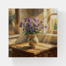 Vaso de Violetas Roxas Impasto