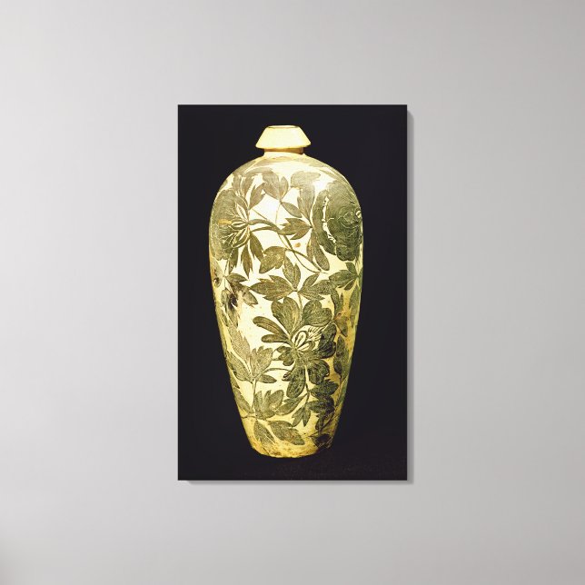 Vaso Mei P com decoração floral preta (Frente)