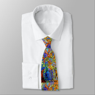 vaso "peter max art style" com gravata de flores