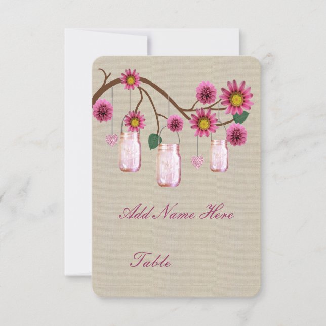 Vasos de Pedra Rosado Rústico com Cartão de Mesa (Frente)