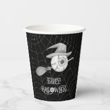 Vassoura-de-bruxa do Halloween, olho assustador, t