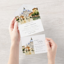 Vaticano Roma Itália Watercolor Landscape Weding