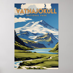 Vatnajokull National Park Vintage Traveler Poster