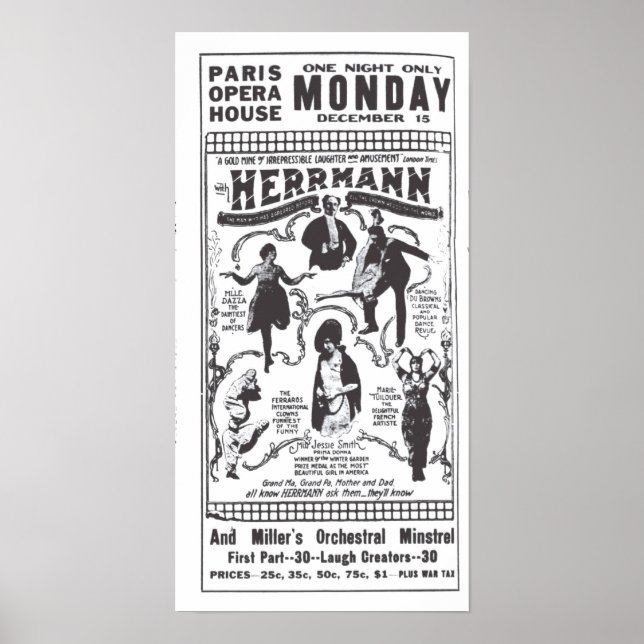 Vaudeville, 1919, jornal antigo e poster (Frente)