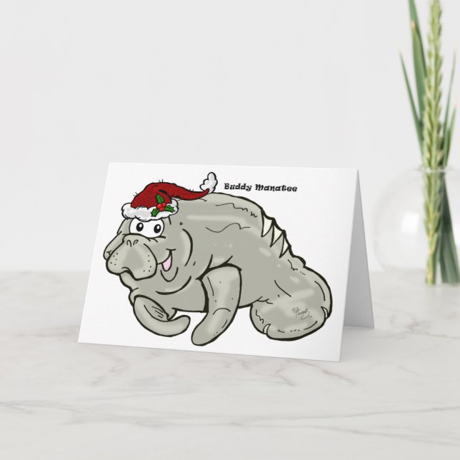 Vazio de Cartão de Natal Buddy Manatee (Frente)