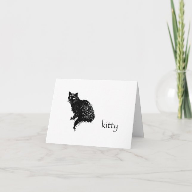 Vazio do cartão de nota do gatinho para dentro com (Frente)