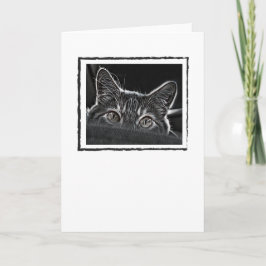 Vazio preto e branco do cartão do gato para dentro
