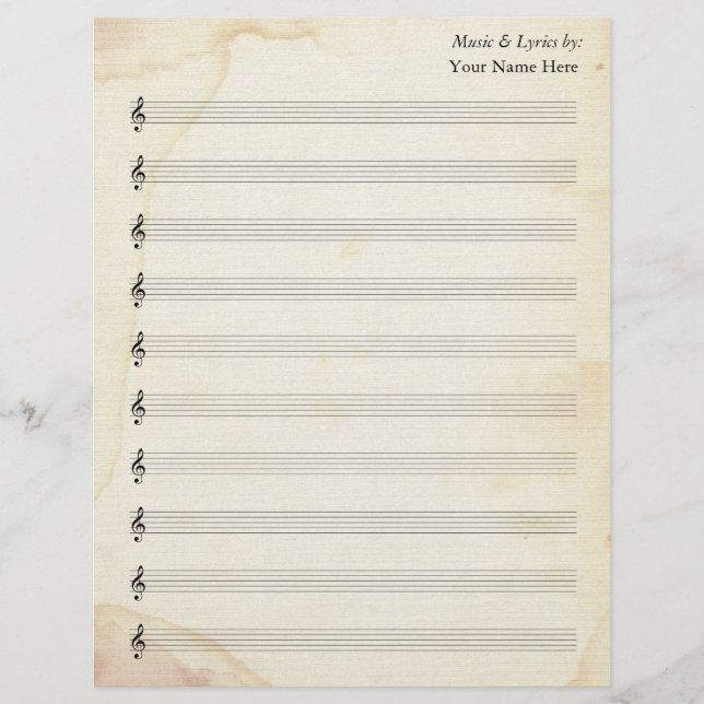 Vazio Sheet Music 10 Stave Old Stainer Paper (Frente)