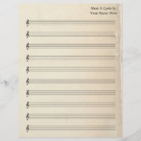 Vazio Sheet Music 10 Stave Vintage - Antiga Página