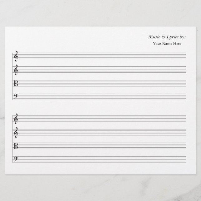Vazio Sheet Music 4 Stave String Quartet (Frente)