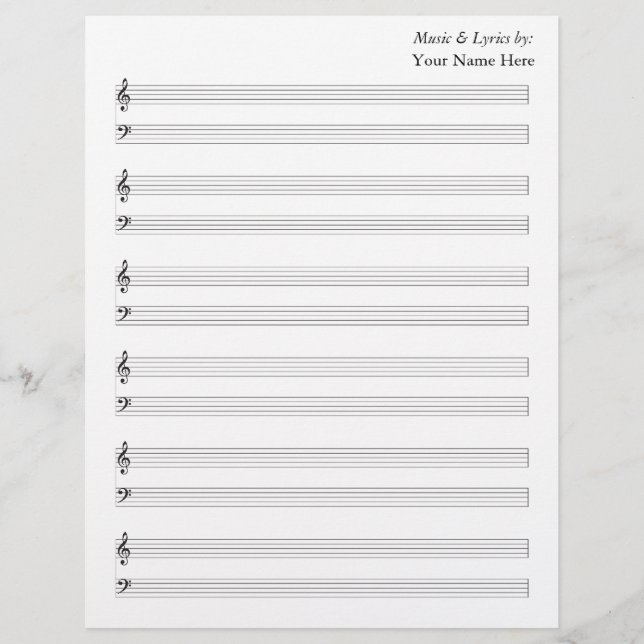 Vazio Sheet Music Piano Staves (Frente)