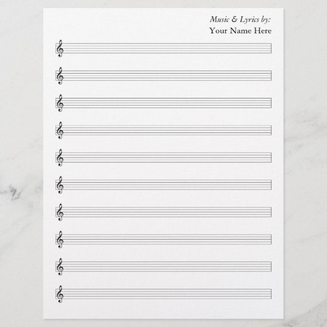 Vazio Sheet Music Treble 10 Staves (Frente)