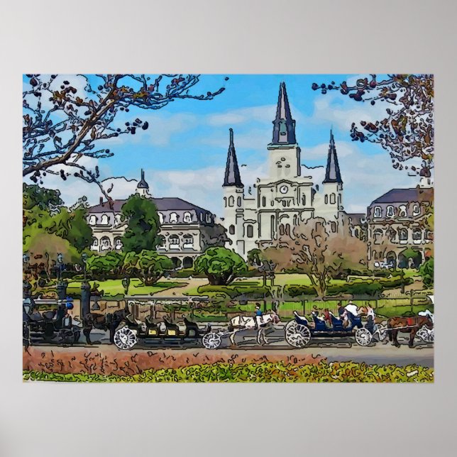VCathedral, Jackson Square, Nova Orleans Poster (Frente)