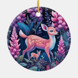 Veado Adorável Com Ornamento De Flores