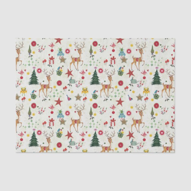 Veado Alegre Natal Menina | Papel de Seda (Frente )