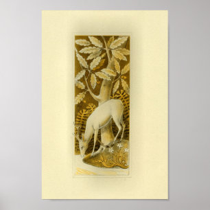Veado branco místico em Woods 1877 Impressão