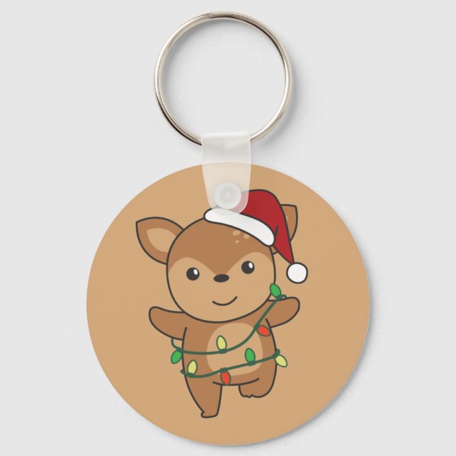Veado de Natal Animais de inverno Deer Chaveiro (Frente)