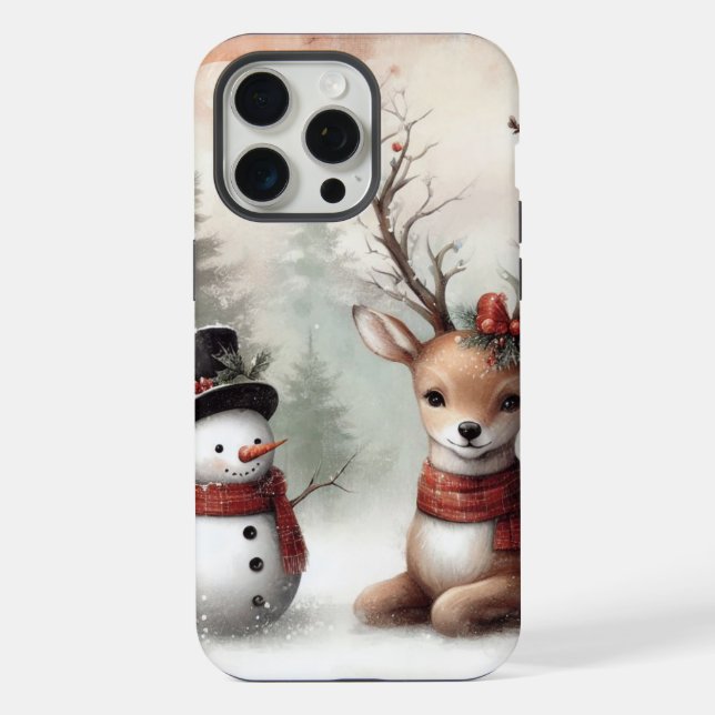 Veado de Natal clássico da floresta/neve (Verso)