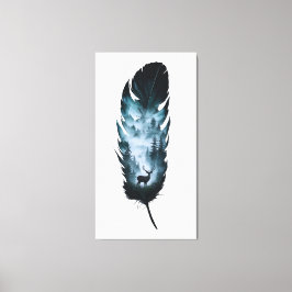 Veado místico em Canvas grande de penas na florest