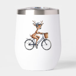 Veado Whimsical Andando uma Bicicleta - Desenho à
