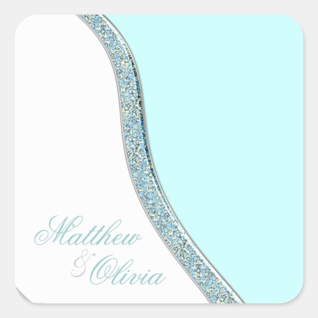 Vedantes de Envelope de Etiqueta de Casamento Azul (Frente)