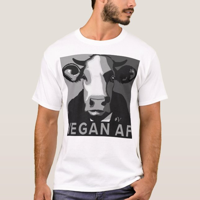 Vegan AF - Camisa de arte Pop em preto-e-branco (Frente)