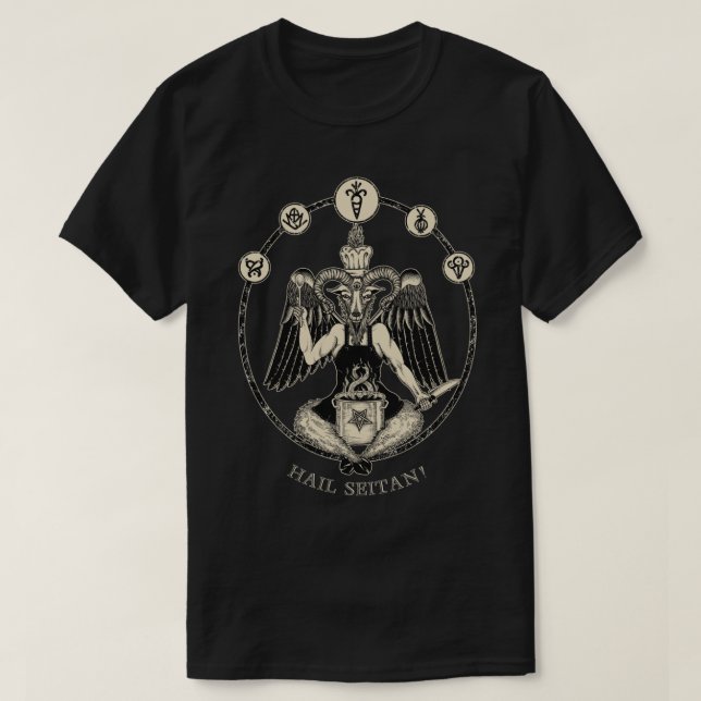 Vegan Chef Baphomet Hail Seitan! Classic T-Shirt (Frente do Design)