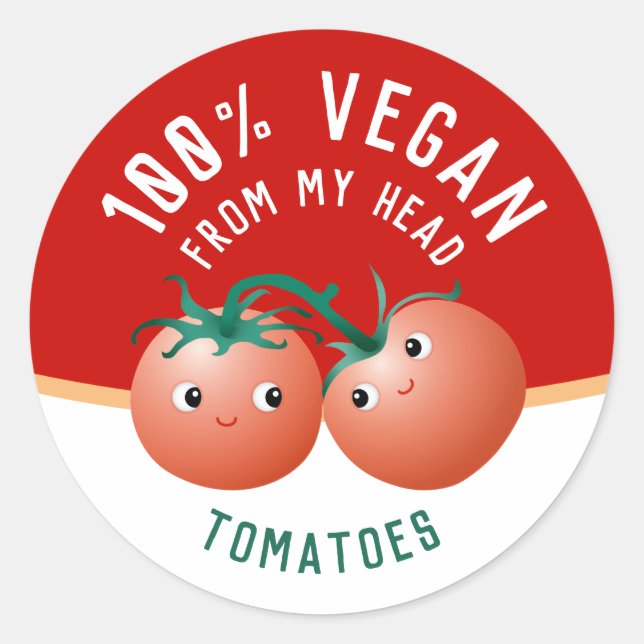 Vegano da cabeça aos pés etiqueta tomates fofos (Frente)