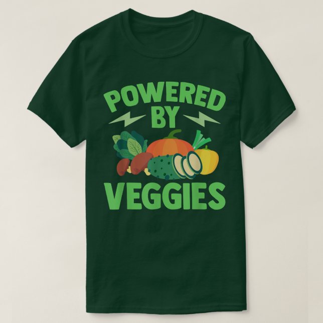 Vegetariano Alimentado Por Veggies Vegan T-Shirt (Frente do Design)