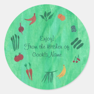 Vegetarianos das frutas da cozinha de etiquetas da