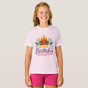 Vela de Aniversário Camiseta Básica para Meninas  
