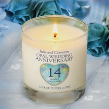 Vela de aniversário de casamento de Opal 14 azul 1