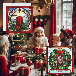 Vela De Natal Crimson Faux Stainle