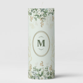 Vela do Pilar Floral Personalizado Elegante