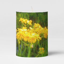 Vela Pilar de Reflexo de Água de Girassol Amarelo