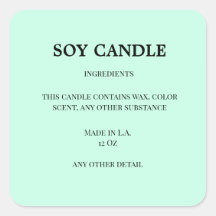 vela simples pequena etiqueta de ingrediente de pr