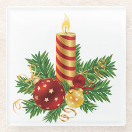 VELAS DE NATAL VERMELHAS E DOURADAS COM ORNAMENTOS