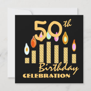 Velas Douradas do Convite de aniversário 50
