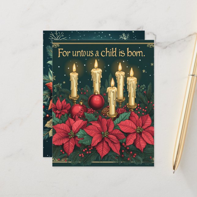 Velas Festivas Florais Bíblia Papel Escarlate Vers (Frente/Verso In Situ)