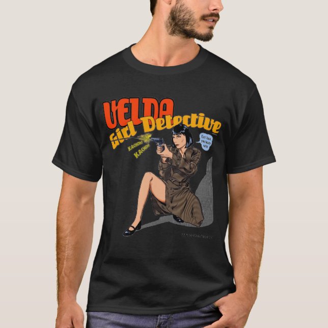 Velda: T-shirt do preto do detetive da menina - (Frente)