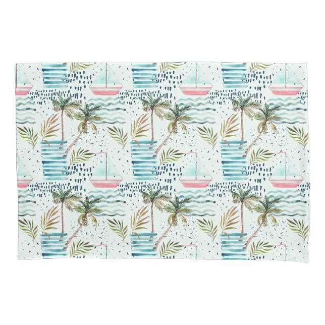 Veleiro da aguarela com teste padrão da palmeira (Frente-Esquerda)