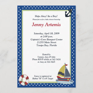 Velejando para fora Marinho azul 5x7 Convite para